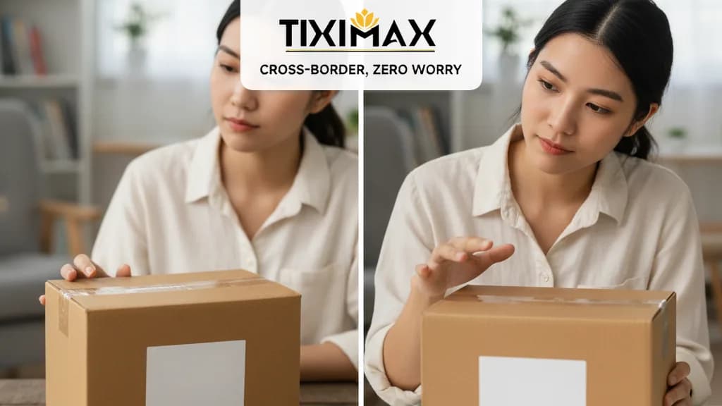 Nhân viên kiểm tra kiện hàng Amazon Renewed trong kho.